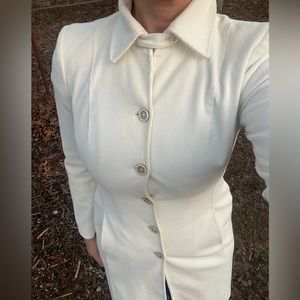 Corduroy Coat By Piazza Sempione Off White Italy 40 US Size 4